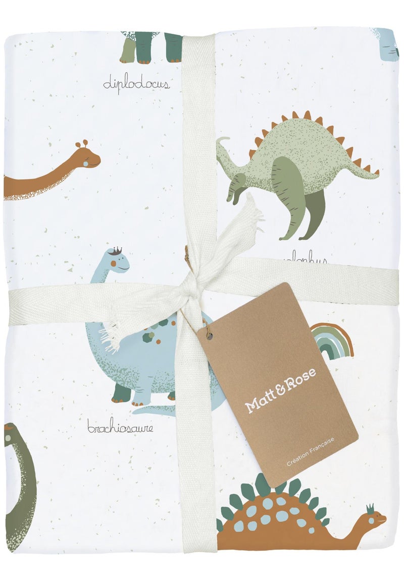Parure de lit imprimée 100% coton, DINOS Blanc - Kiabi