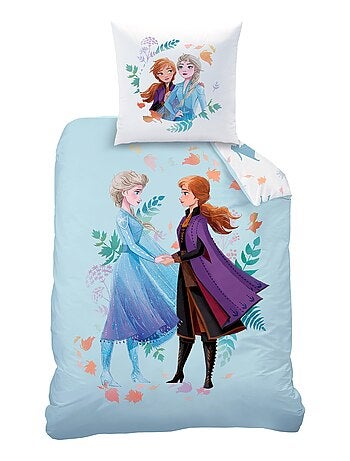 Parure de lit imprimée 100% coton, DISNEY HOME FROZEN SISTERS