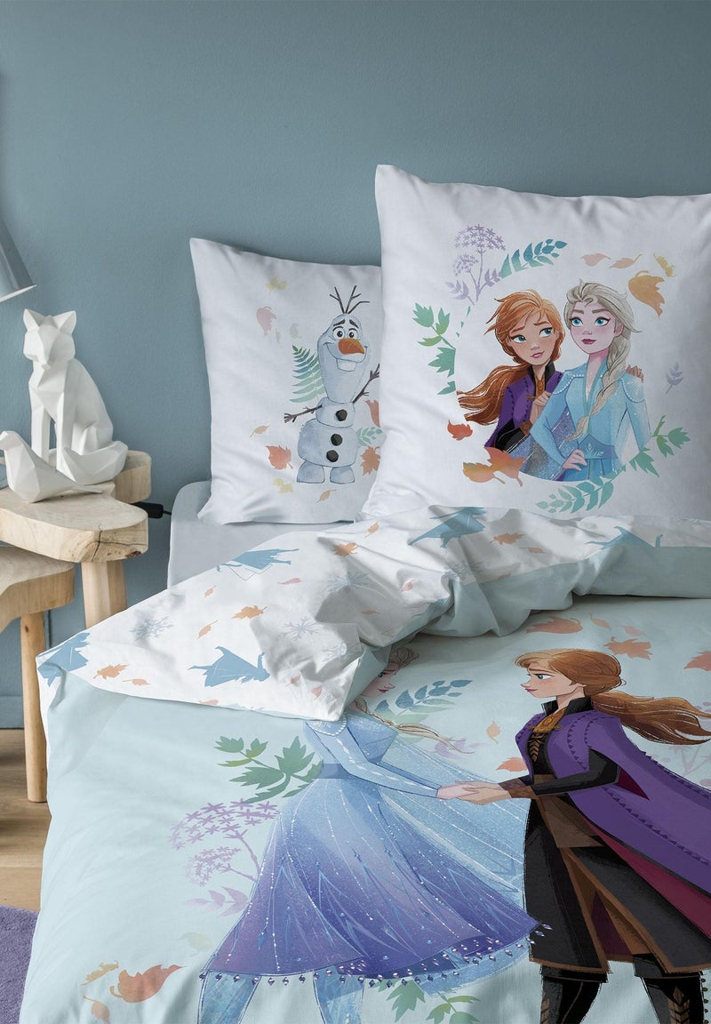 Parure de lit imprimée 100% coton, DISNEY HOME FROZEN SISTERS Bleu - Kiabi