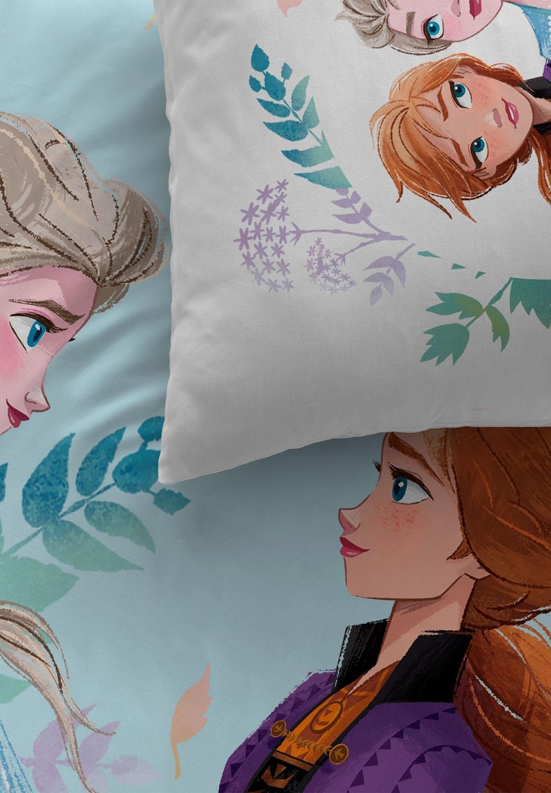 Parure de lit imprimée 100% coton, DISNEY HOME FROZEN SISTERS Bleu - Kiabi