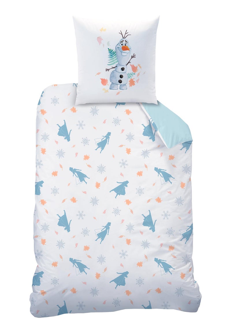 Parure de lit imprimée 100% coton, DISNEY HOME FROZEN SISTERS Bleu - Kiabi