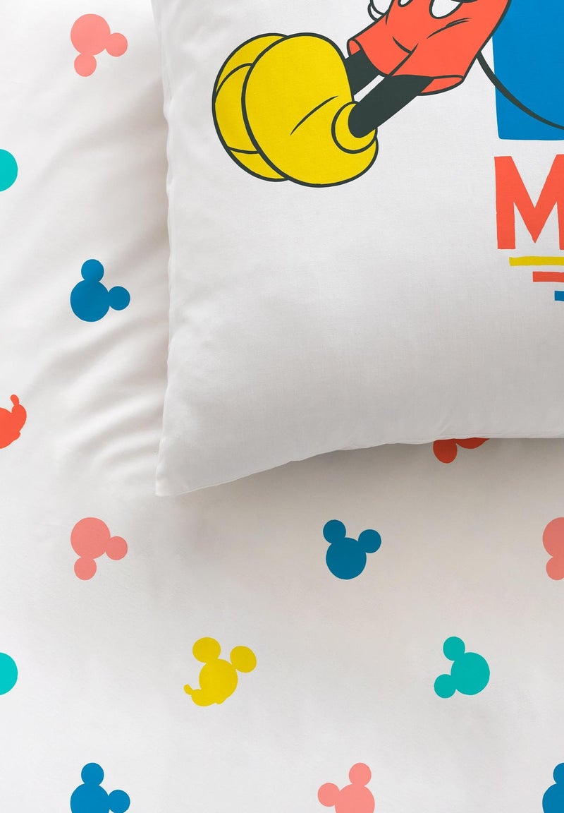 Parure de lit imprimée 100% coton, DISNEY HOME MICKEY GOOD DAYS Bleu - Kiabi