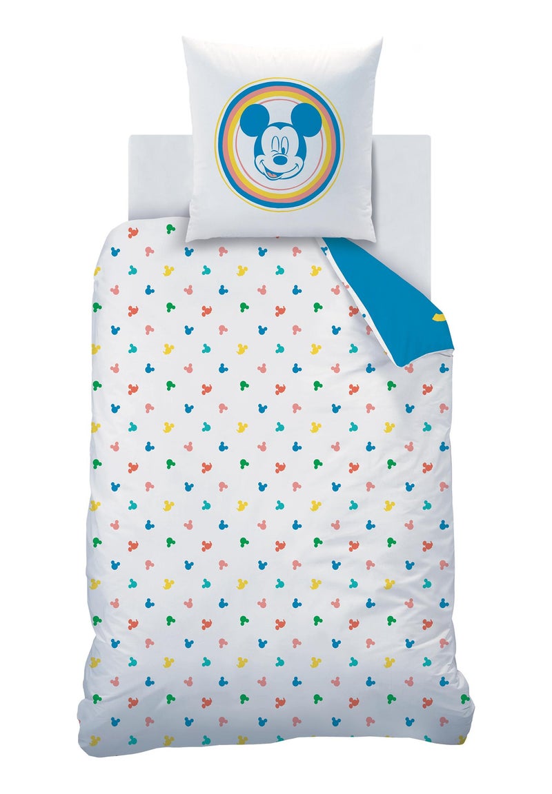 Parure de lit imprimée 100% coton, DISNEY HOME MICKEY GOOD DAYS Bleu - Kiabi
