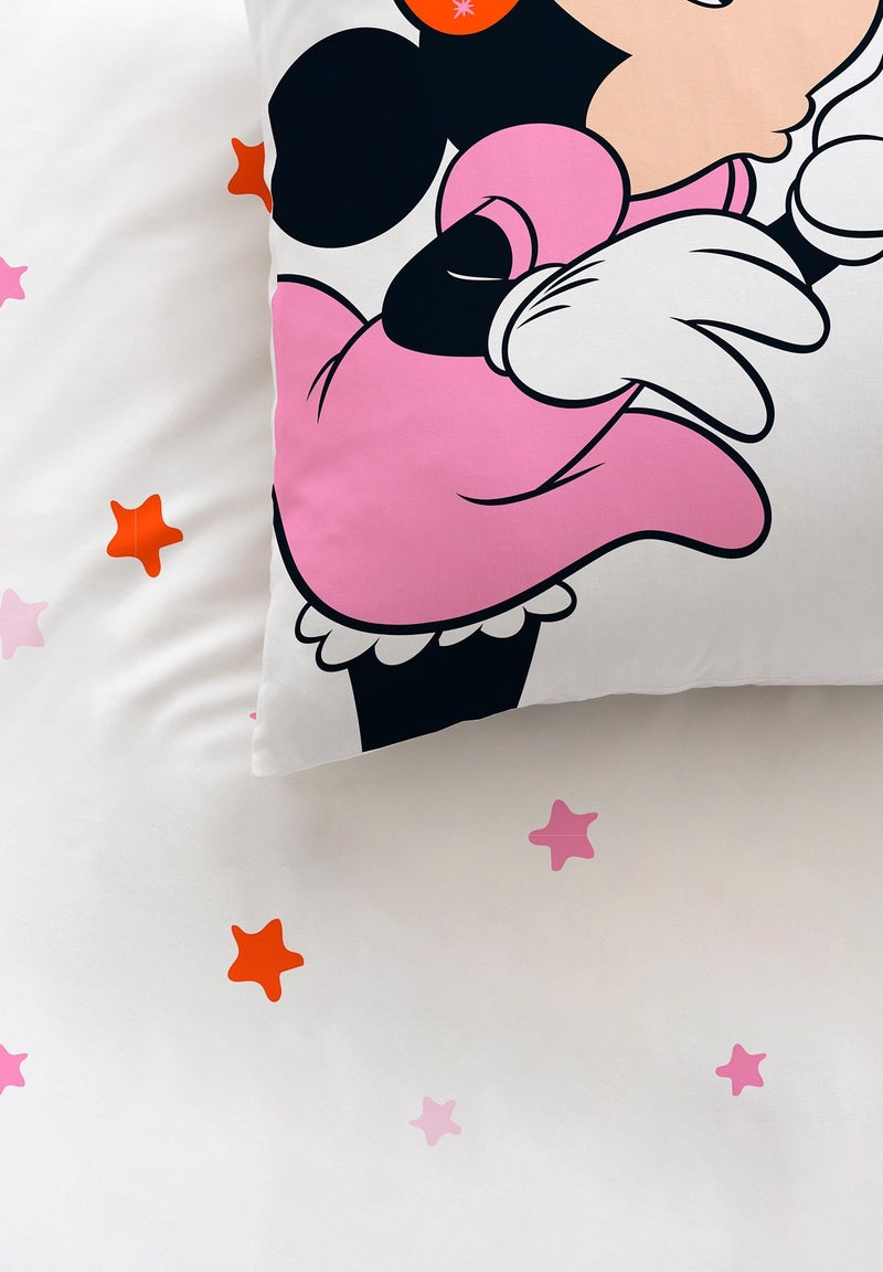 Parure de lit imprimée 100% coton, DISNEY HOME MINNIE HAPPY Rose - Kiabi