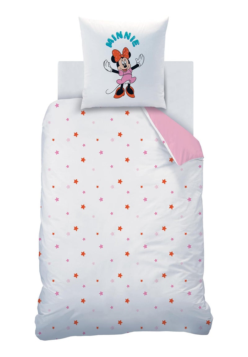 Parure de lit imprimée 100% coton, DISNEY HOME MINNIE HAPPY Rose - Kiabi