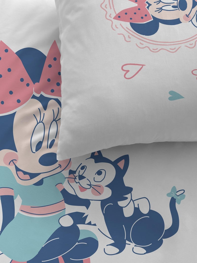 Parure de lit imprimée 100% coton, DISNEY HOME MINNIE LITTLE FRIEND Blanc - Kiabi