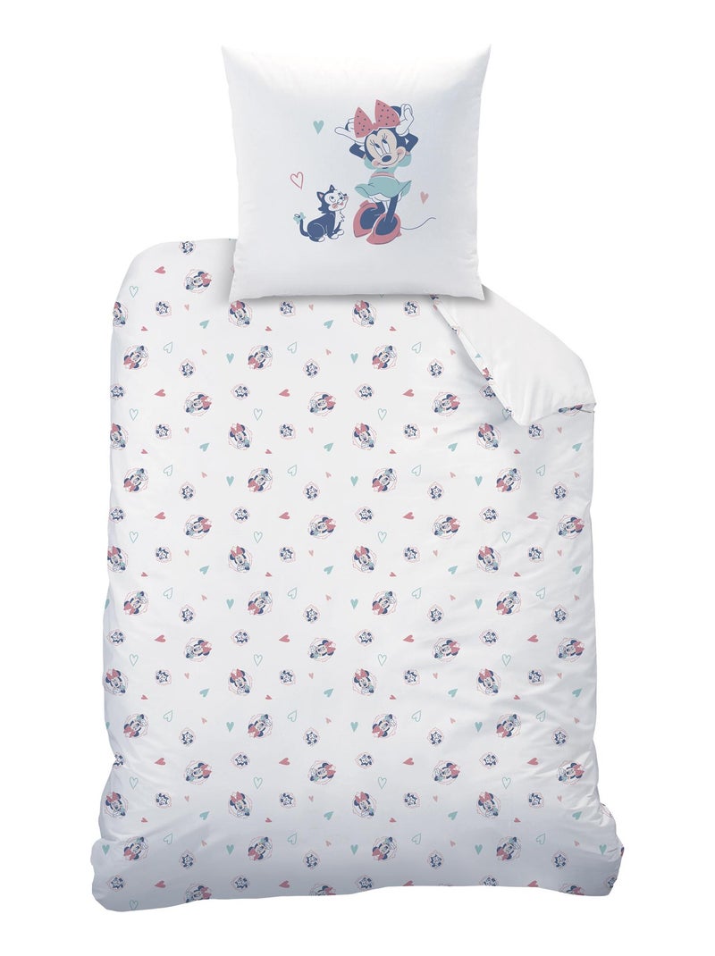Parure de lit imprimée 100% coton, DISNEY HOME MINNIE LITTLE FRIEND Blanc - Kiabi