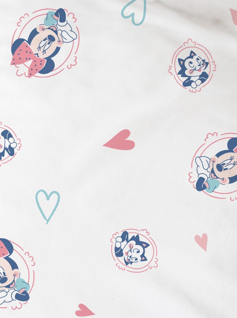Parure de lit imprimée 100% coton, DISNEY HOME MINNIE LITTLE FRIEND Blanc - Kiabi