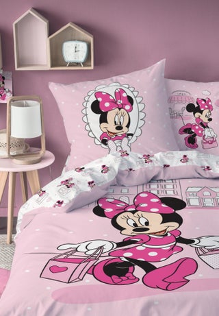Parure de lit imprimée 100% coton, DISNEY HOME MINNIE SHOPPING