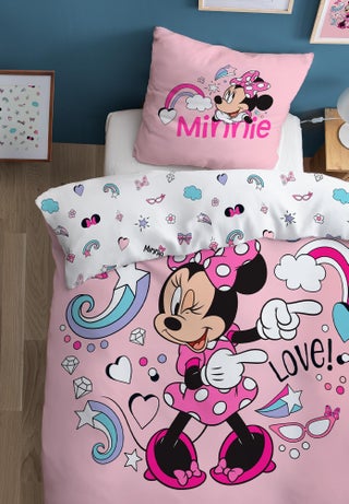 Parure de lit imprimée 100% coton, DISNEY HOME MINNIE WINK