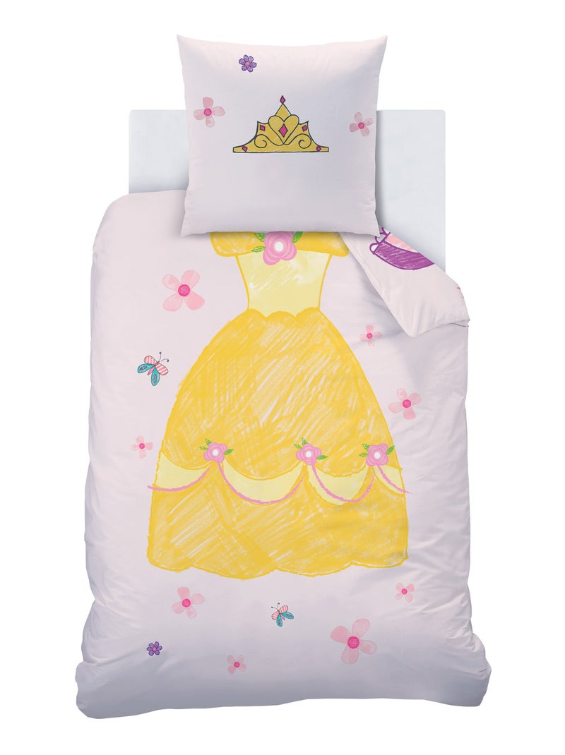 Parure de lit imprimée 100% coton, DISNEY HOME PRINCESSE DEGUISEMENT Rose - Kiabi