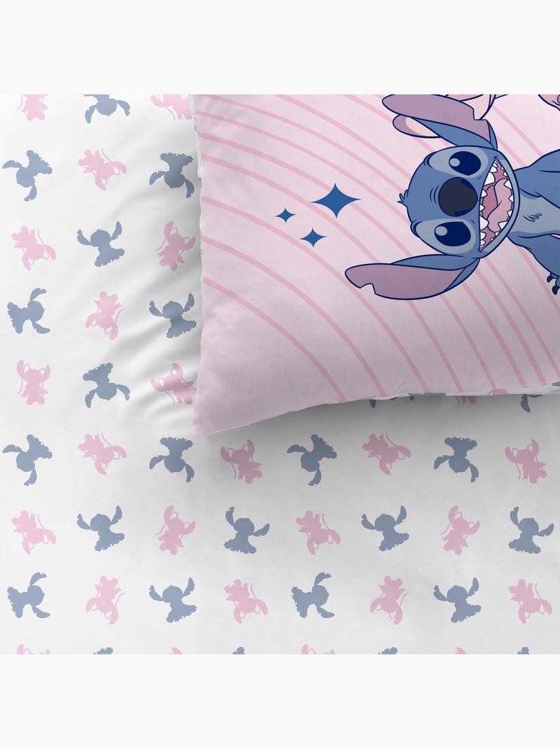 Parure de lit imprimée 100% coton, disney home stitch amour Rose - Kiabi