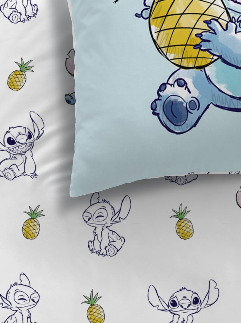 Parure de lit imprimée 100% coton, DISNEY HOME STITCH ANANAS Bleu Blanc - Kiabi