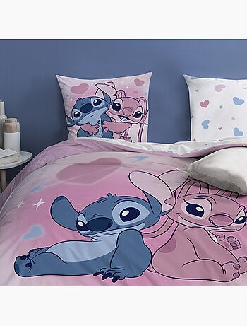 Parure de lit imprimée 100% Coton, DISNEY HOME STITCH BISOUS