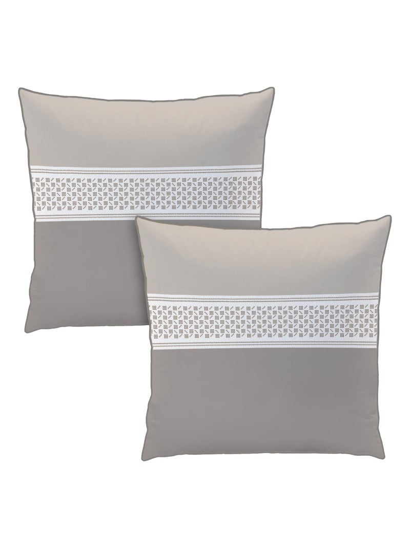 Parure de lit imprimée 100% coton, ESPRIT DOMINO Taupe - Kiabi