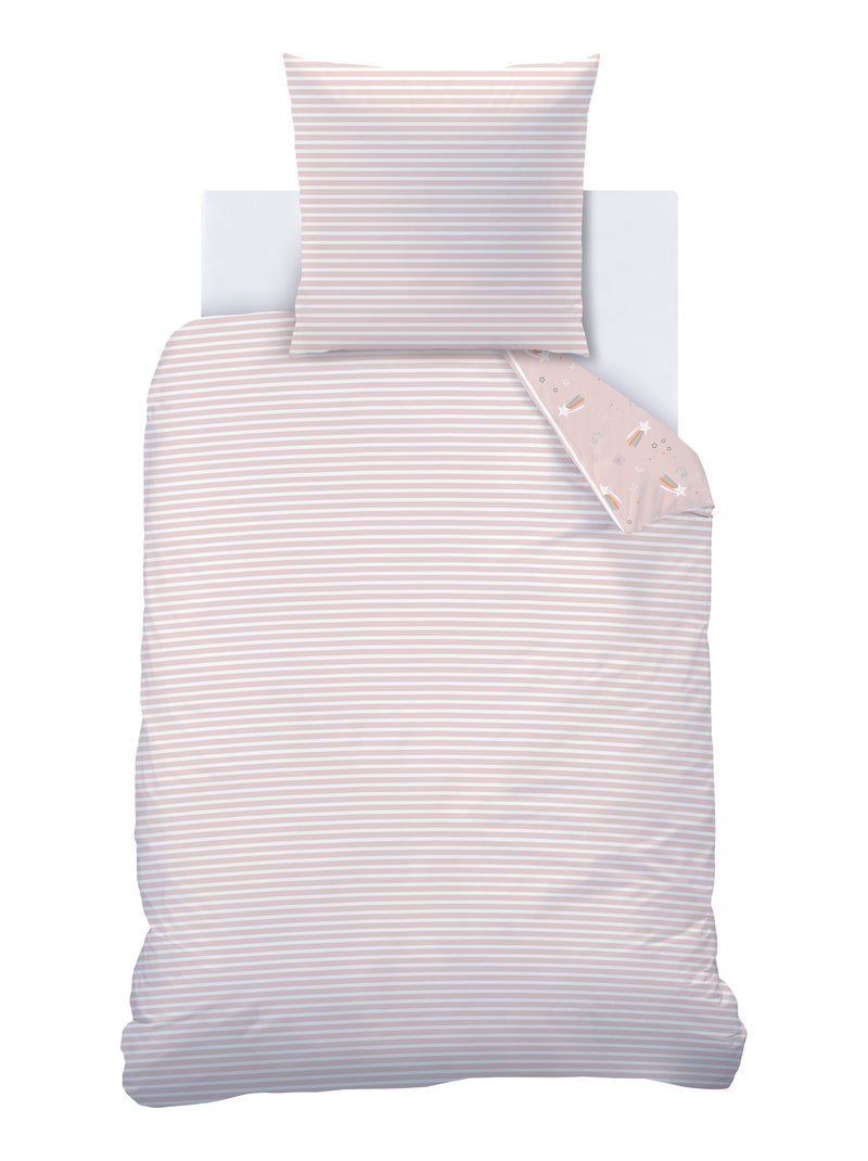 Parure de lit imprimée 100% coton, ETOILE FILANTE Rose - Kiabi