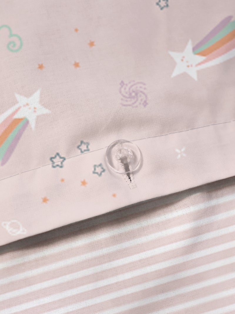 Parure de lit imprimée 100% coton, ETOILE FILANTE Rose - Kiabi
