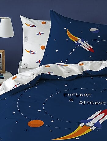 Parure de lit imprimée 100% coton, EXPLORE SPACE