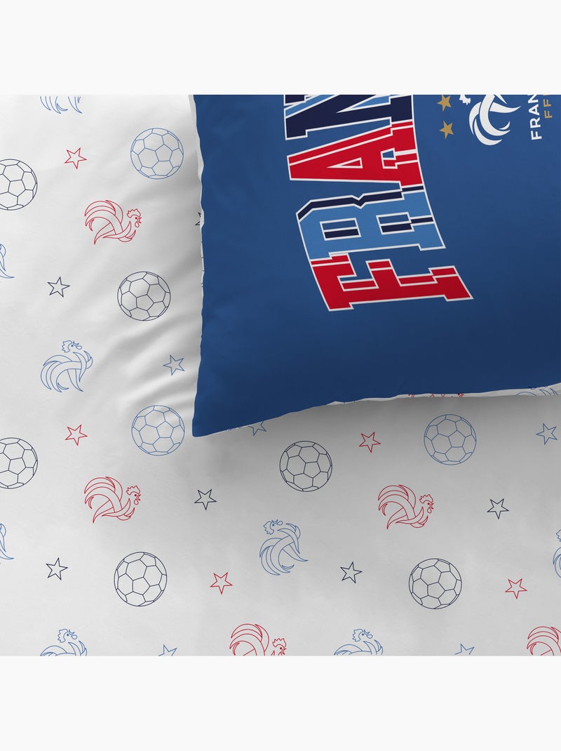 Parure de lit imprimée 100% Coton, FFF CAMPUS Bleu - Kiabi