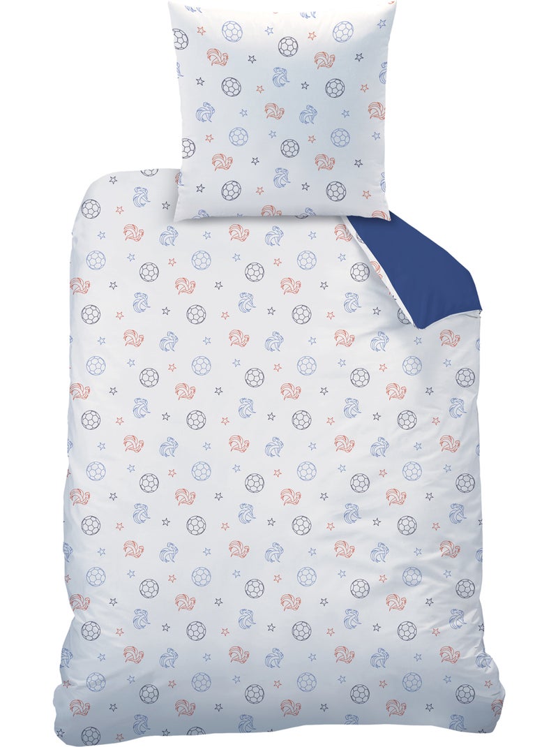 Parure de lit imprimée 100% Coton, FFF CAMPUS Bleu - Kiabi
