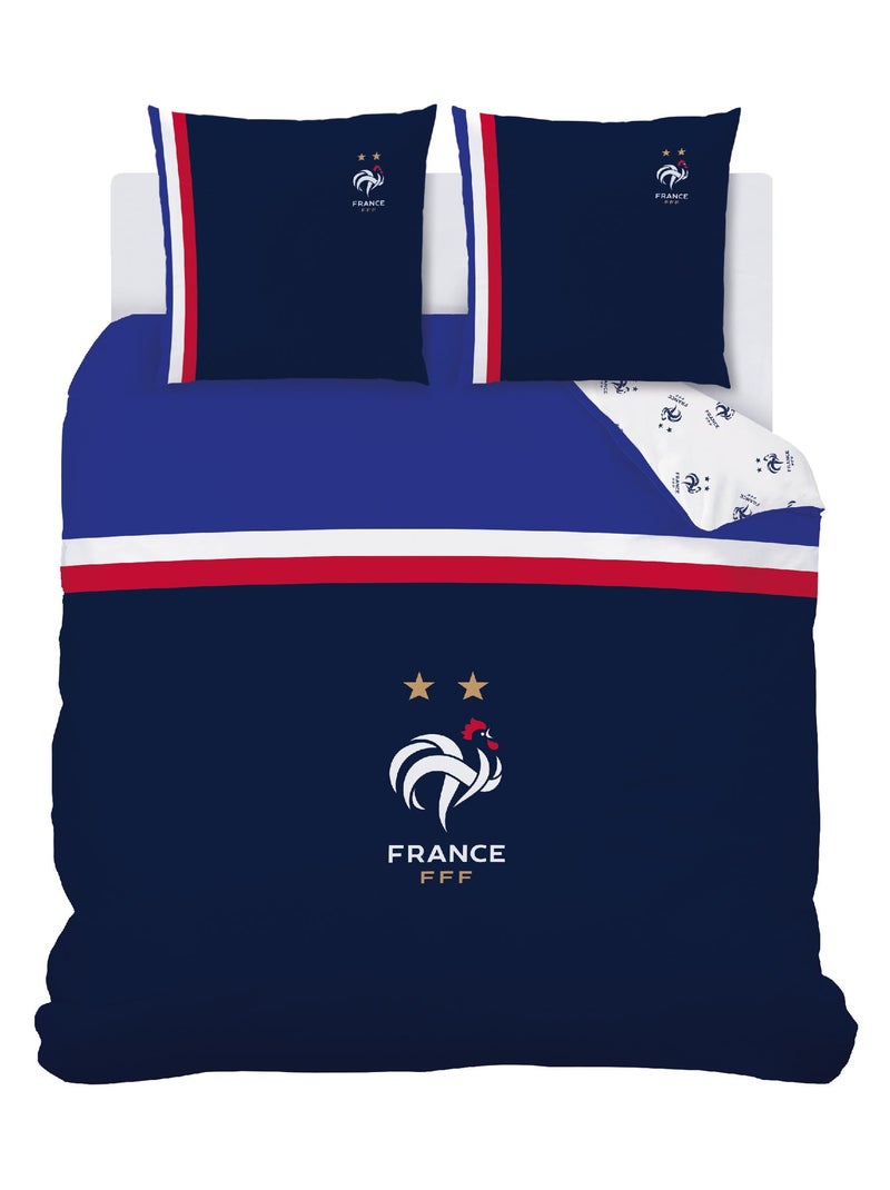 Parure de lit imprimée 100% coton, FFF DRAPEAU Bleu marine - Kiabi