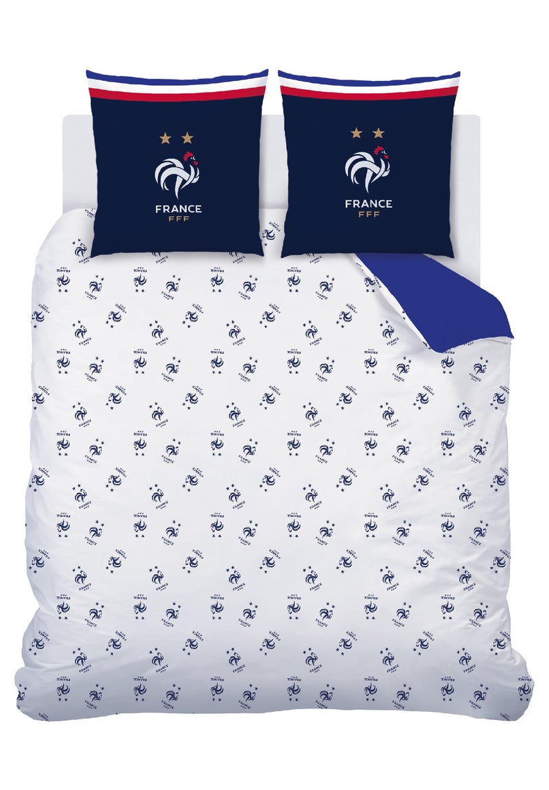 Parure de lit imprimée 100% coton, FFF DRAPEAU Bleu marine - Kiabi