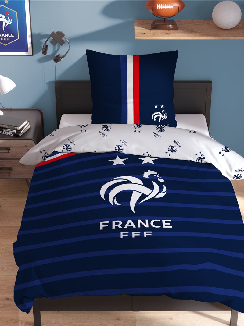 Parure de lit imprimée 100% Coton, FFF RAYURES Bleu - Kiabi