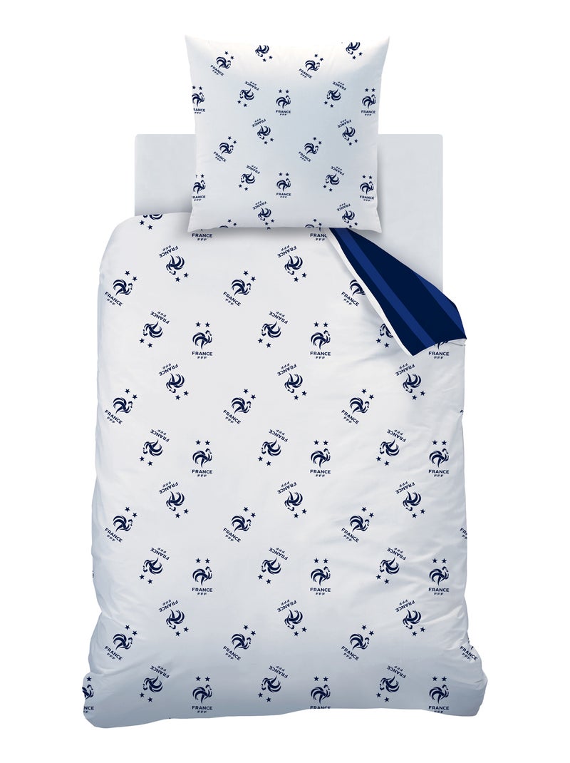 Parure de lit imprimée 100% Coton, FFF RAYURES Bleu - Kiabi