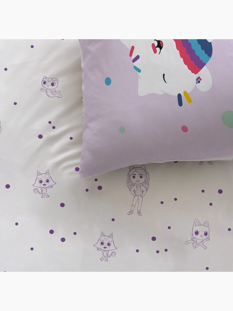 Parure de lit imprimée 100% coton, GABBY ET LA MAISON MAGIQUE FUNNY Blanc - Kiabi
