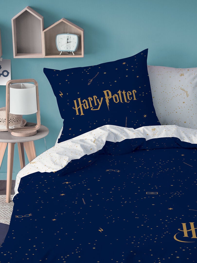 Parure de lit imprimée 100% coton, HARRY POTTER ICONIC Bleu marine - Kiabi