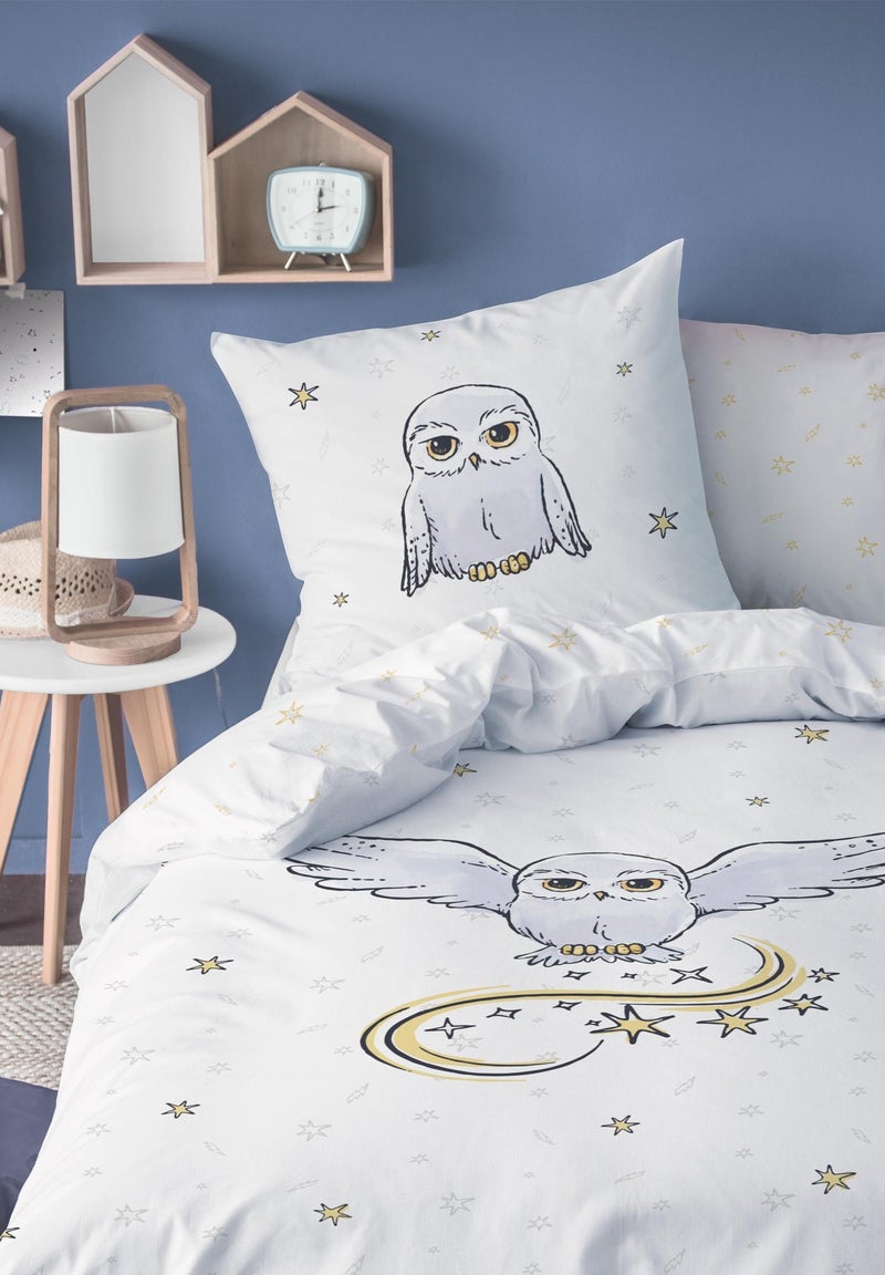 Parure de lit imprimée 100% coton, HARRY POTTER OWL Blanc - Kiabi