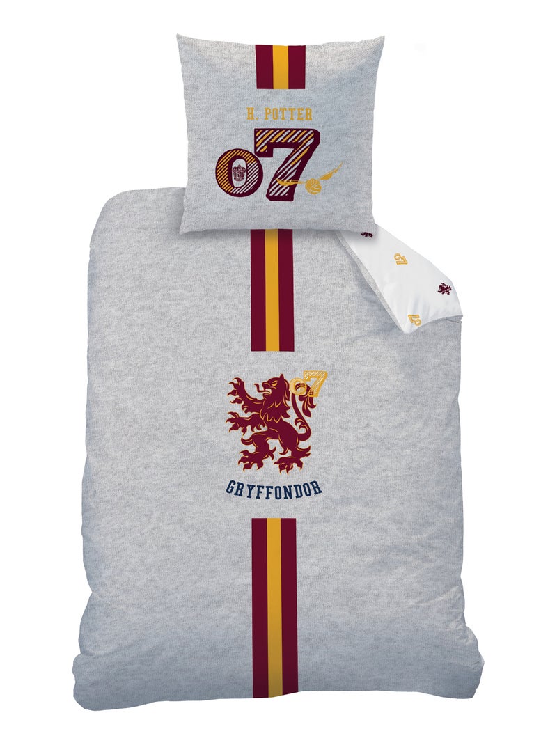 Parure de lit imprimée 100% coton, HARRY POTTER TEAM G Gris - Kiabi