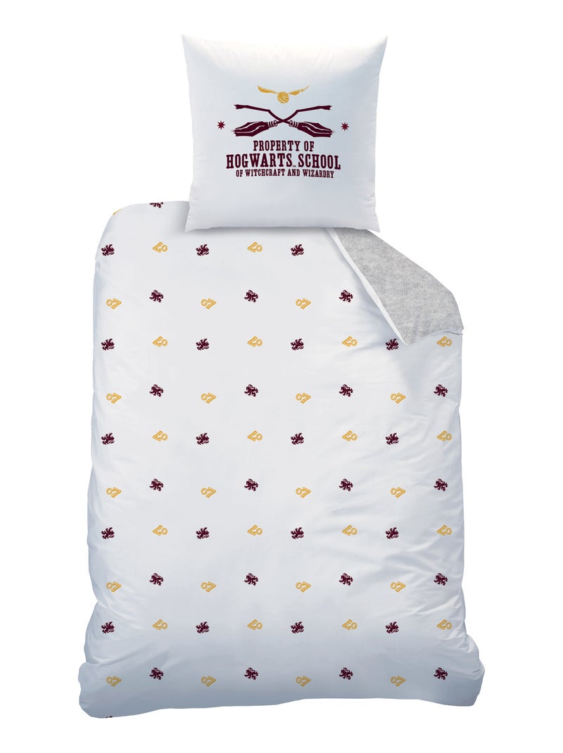 Parure de lit imprimée 100% coton, HARRY POTTER TEAM G Gris - Kiabi