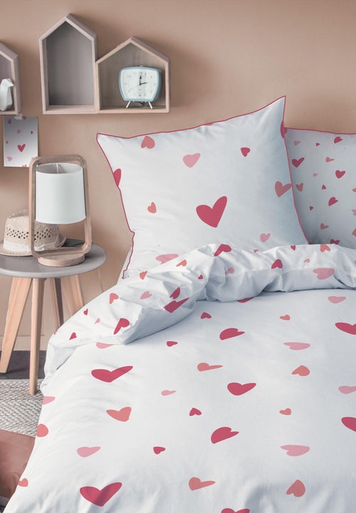 Parure de lit imprimée 100% coton, HEART - Kiabi
