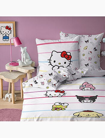 Parure de lit imprimée 100% coton, HELLO KITTY FRIENDLY