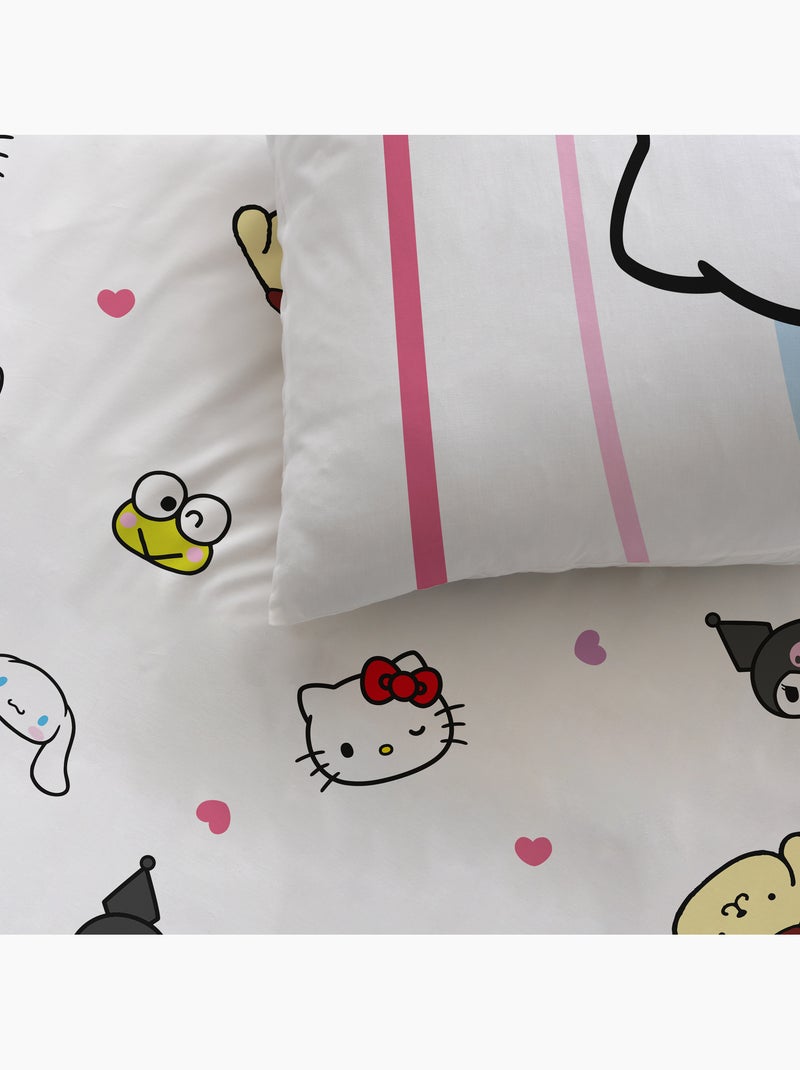 Parure de lit imprimée 100% coton, HELLO KITTY FRIENDLY Blanc - Kiabi