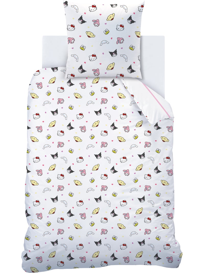 Parure de lit imprimée 100% coton, HELLO KITTY FRIENDLY Blanc - Kiabi