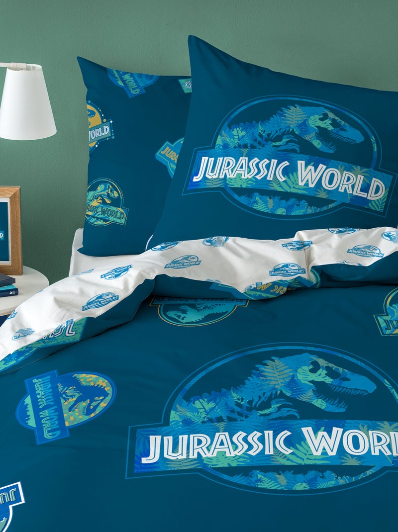 Parure de lit imprimée 100% coton, JURASSIC WORLD BADGES Bleu - Kiabi