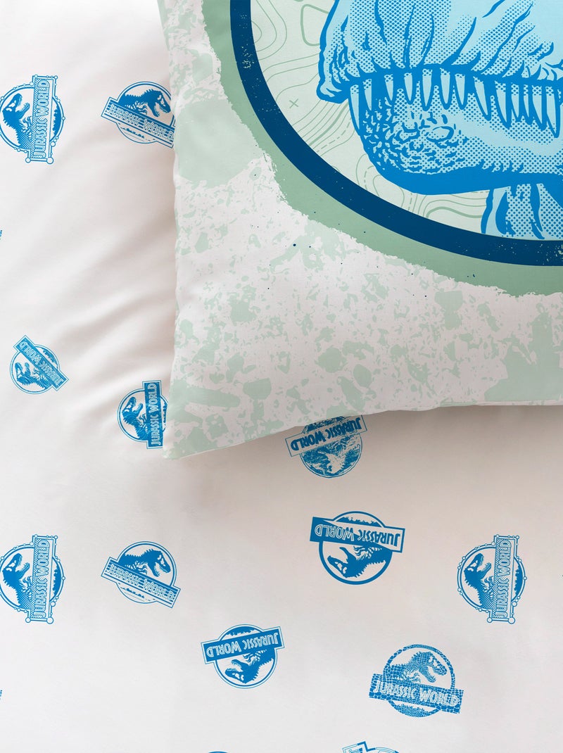 Parure de lit imprimée 100% coton, JURASSIC WORLD ENCOUNTER Blanc Bleu - Kiabi