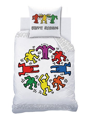 Parure de lit imprimée 100% coton, KEITH HARING PARTY