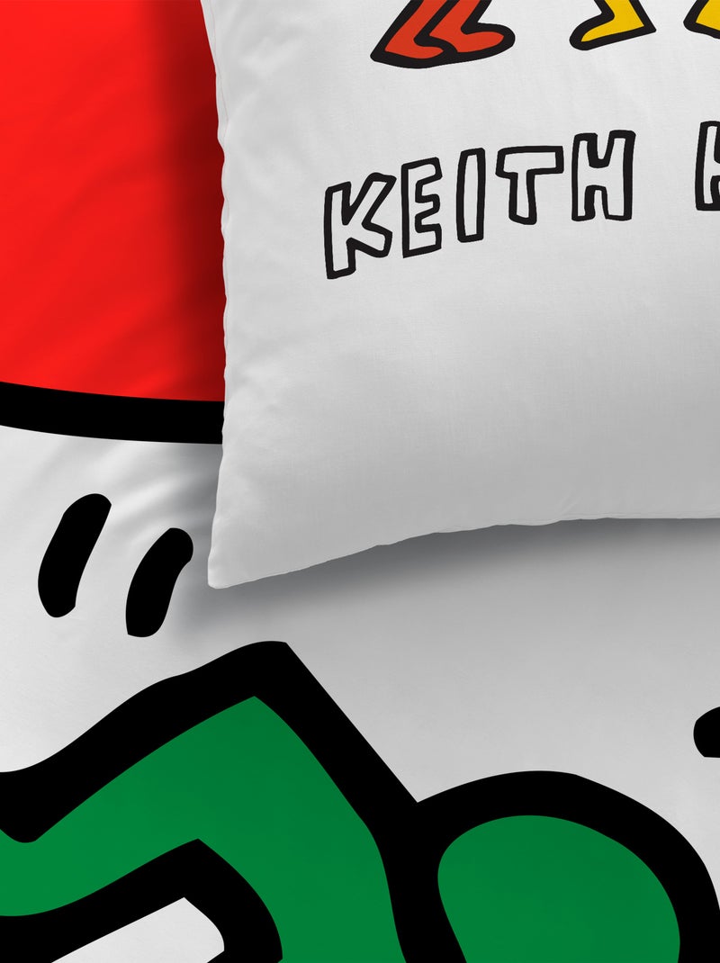 Parure de lit imprimée 100% coton, KEITH HARING PARTY Noir Multicolore Blanc - Kiabi