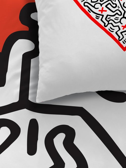 Parure de lit imprimée 100% coton, KEITH HARING RED LOVE - Kiabi