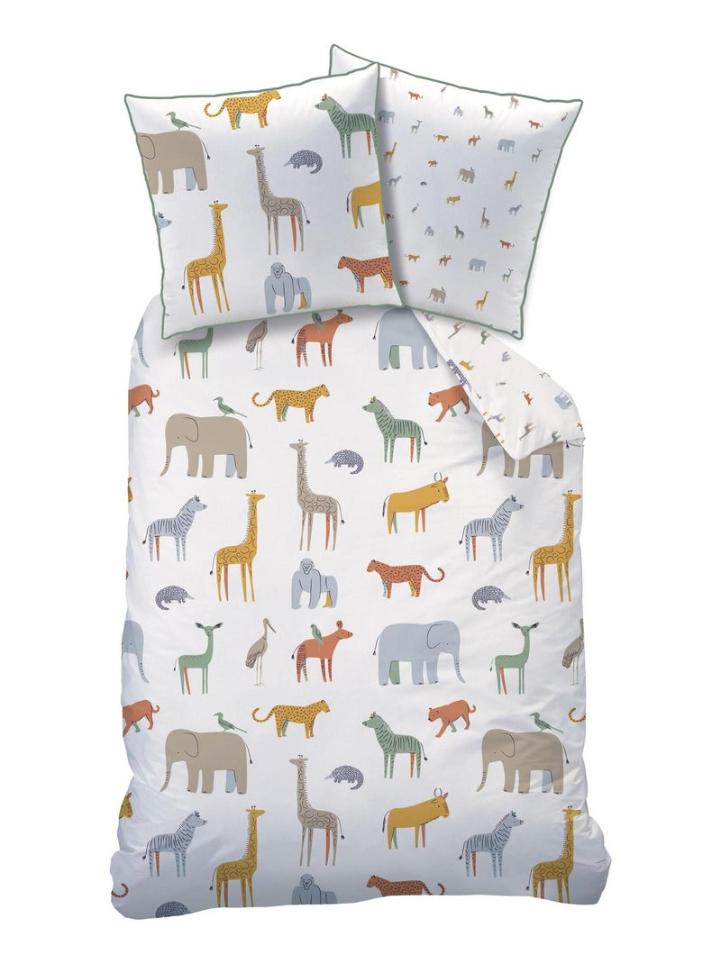 Parure de lit imprimée 100% coton, KENYA Blanc - Kiabi