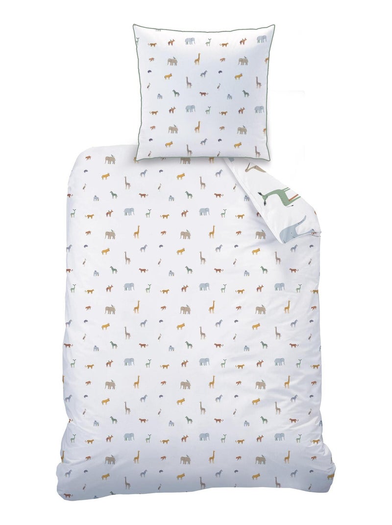 Parure de lit imprimée 100% coton, KENYA Blanc - Kiabi