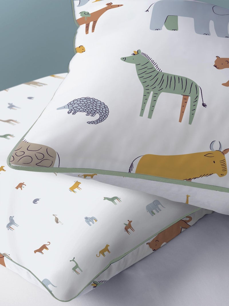 Parure de lit imprimée 100% coton, KENYA Blanc - Kiabi