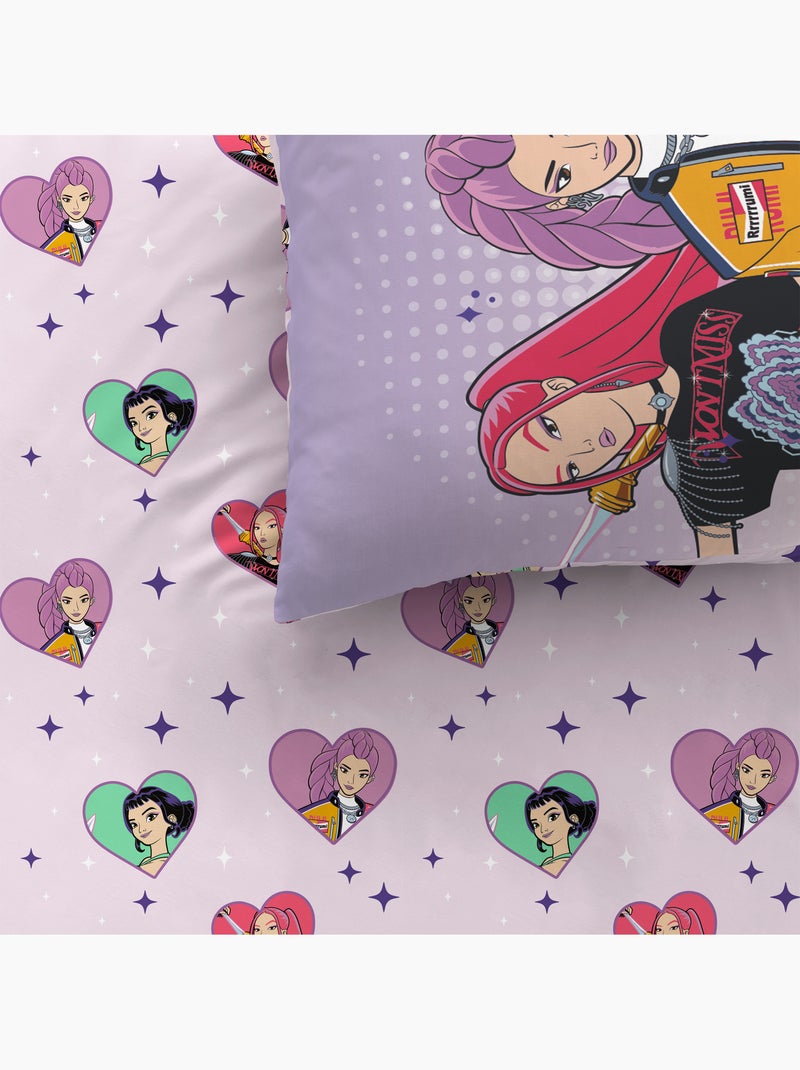 Parure de lit imprimée 100% coton, kpop demon hunters heart Rose - Kiabi