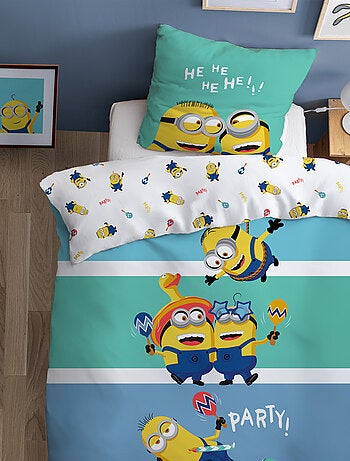 Parure de lit imprimée 100% coton, LES MINIONS FIESTA
