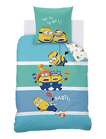 Parure de lit imprimée 100% coton, LES MINIONS FIESTA