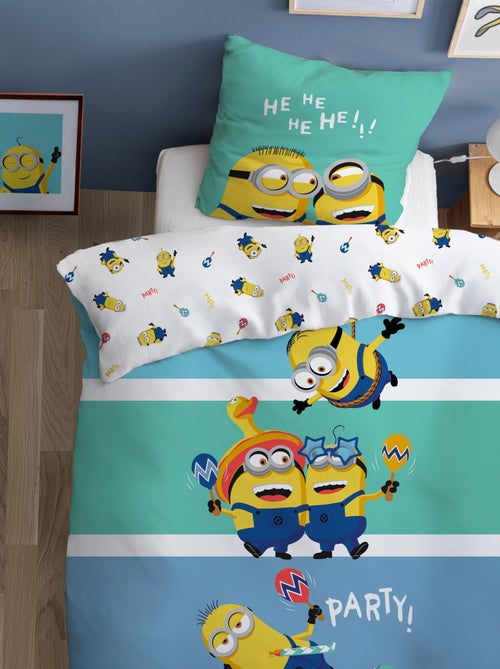 Parure de lit imprimée 100% coton, LES MINIONS FIESTA - Kiabi
