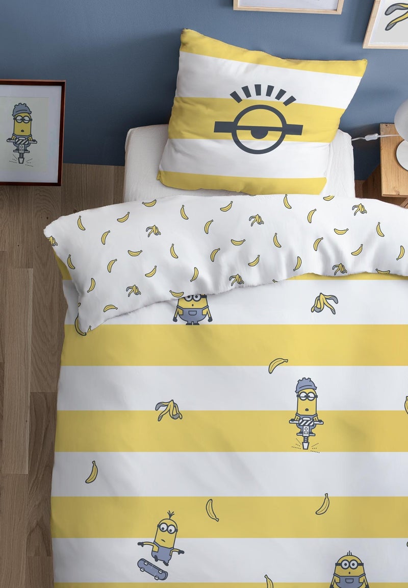 Parure de lit imprimée 100% coton, LES MINIONS SKETCH Jaune - Kiabi